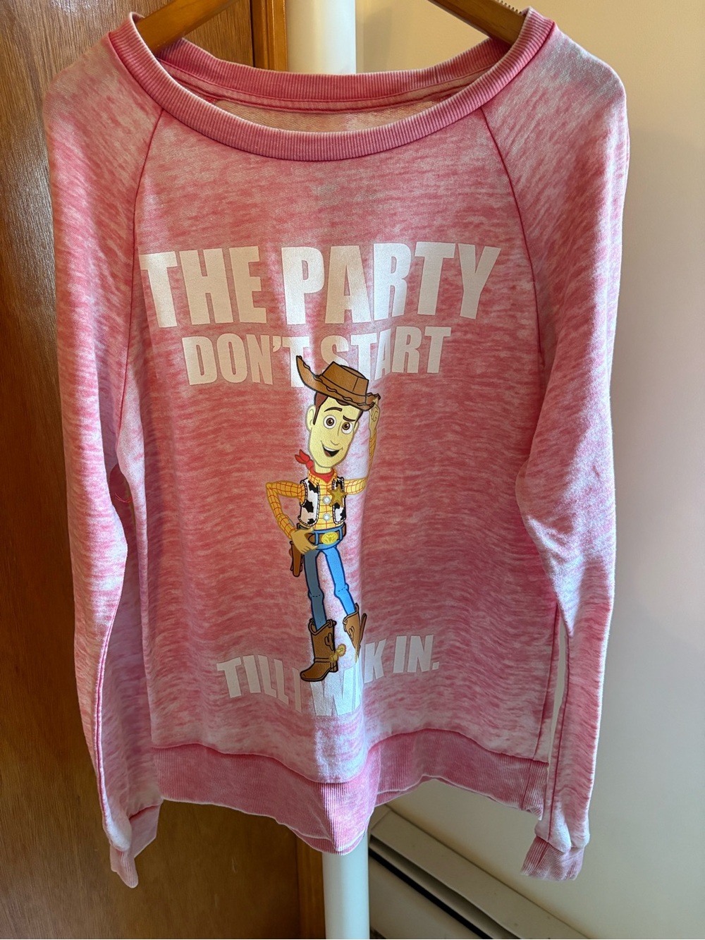 Disney “Toy Story” Woody Pink Graphic Lightweight Sweatshirt — Size L